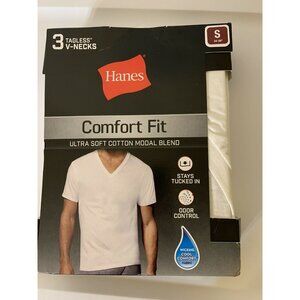 New‎ Hanes 3-Pack Comfort Fit Shirts Sz S Ultra Soft Tagless V Neck Odor Control
